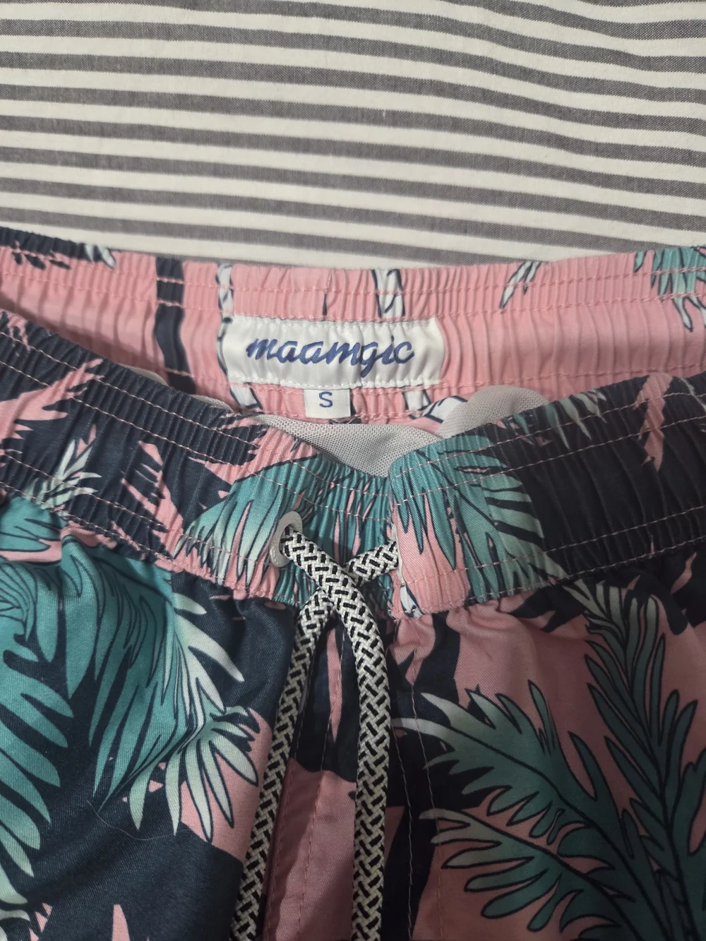 Maamgic Pink & Teal Tropical Men’s Swim Trunks
